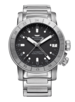 GLYCINE AIRMAN 46 AUTOMATIC WORLD TIMER SS BLACK REF. GL0168 SELF-WINDING GMT CAL. GL293