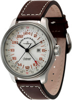 ZENO-WATCH BASEL Oversized OS Retro (Pilot) GMT + 24 Hours Ref. 8524-f2 retro white, -e2 white, -a1 black  - Soprod 2424