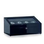 WATCH WINDERS Designhütte München 4 LCD BK/BK 70005-68 for 4+8 timepieces - black piano lacquer, soft suede black interior