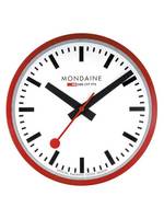 WALL & ALARM CLOCKS MONDAINE A995.CLOCK.11SBC RED / 16SBC SILVER - 40 CM - OFFICIAL RAILWAYS CLOCK DESIGN - MoMA