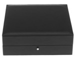 ACCESSORIES & DESIGN CUFFLINK BOXES RAPPORT LONDON D110 LUXURY GRAINED LEATHER & VELVET INTERIOR CUFFLINK ORGANIZER - BLACK