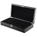 WATCH BOXES Orbis Timeart Ref. OT02-SP-12Z fine wood & velvet (black in black) 12 timepieces collector box