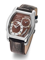 PILO & Co Doppio Orario Ref. P0309HQS DUAL TIME BROWN - 2 x Swiss Quartz movements