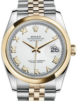 ROLEX DATEJUST LADY OYSTER PERPETUAL WHITE REF. 126203-0029 36MM, steel and yellow gold, Cal. 3235
