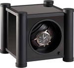 WATCH WINDERS RDI Charles Kaeser PRESTIGE K10-6 soft-black metal columns, black glass sides, leather-clad front, glass door