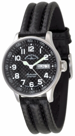 ZENO-WATCH BASEL Femina stainless Lady Pilot Medium Size Day Date Carbon Ref. 336DD-s1 Self-Winding Cal. ETA 2836