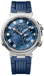 BREGUET MARINE Alarme Musicale 18K White Gold Blue Ref. 5547BB/Y2/5ZU Self-Winding GMT Cal. 519F/1