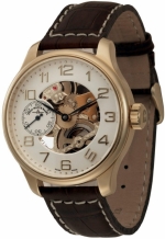 ZENO-WATCH BASEL Oversized (OS) retro SKELETON Rose Gold IP Ref. 8558-9S-Pgg-f2 Hand-Wound Cal. Unitas 6497 Ltd/100