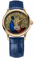L'DUCHEN Art Collection GOLDEN PEAFOWL STEEL GOLD IP REF. D 154.2 - 83  SELF-WINDING SOPROD CAL.