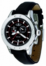 GIO MONACO Estasi Alarm 772 Polished Steel Black ISA 8175 quartz cal. alarm, power reserve, small seconds, date
