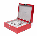 WATCH BOXES Rapport London Est. 1898 BROMPTON EIGHT L267 WATCH BOX RED premium leather crock pattern, soft grey suede interior