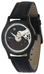 ZENO-WATCH BASEL Medium Size Pilot Winder Ref. 4187-BK-9 Skeleton PVD Black