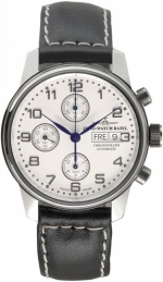 ZENO-WATCH BASEL Classic Chronograph Day-Date Steel White Retro Ref. 6557TVDD-e2 Valjoux 7750 self-winding caliber