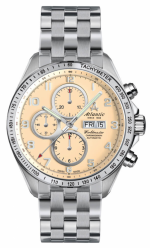 ATLANTIC WORLDMASTER AUTOMATIC CHRONOGRAPH REF. 55866.42.93 ALL STEEL CREAM DIAL VALJOUX 7750 CALIBRE