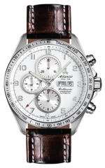 ATLANTIC WORLDMASTER AUTOMATIC CHRONOGRAPH REF. 55861.42.23 NUMERALS SILVER DIAL VALJOUX 7750 CALIBRE