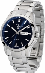 L'DUCHEN Automatique DYNAMIQUE ALL STEEL BLUE REF. D 263.10.36 DAY-DATE ETA SELF-WINDING CALIBER