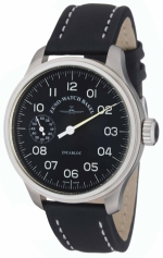 ZENO-WATCH BASEL Oversized (OS) retro Uno (no minute hand) Black Ref. 8558-9Uno-i1  No-Stress-Watch  Unitas 6497 caliber
