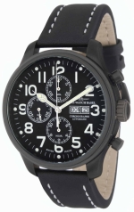 ZENO-WATCH BASEL Oversized (OS) pilot Chrono Day Date black PVD ref. 8557TVDD-bk-a1-1 Valjoux 7750 self-winding caliber
