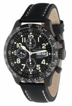 ZENO-WATCH BASEL Oversized (OS) pilot Tachymeter Chrono Day-Date Black Ref. 8557TVDDT-BK-A1 self-winding Valjoux 7750 caliber