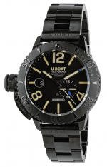 U-BOAT Sommerso 46MM DLC BRACELET REF. 9015/MT ALL BLACK STEEL 24H AUTOMATIC DIVER 30ATM