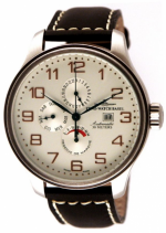 ZENO-WATCH BASEL Oversized (OS) retro Power Reserve, Jumping Hours Dual Time, Day-Date Ref. 8055-e2 (Cal. SOP 9055)