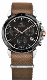 JOWISSA LEWY 9 steel Ref. J7.132.L Ronda swiss quartz chronograph - black sunray dial - rose gold accents