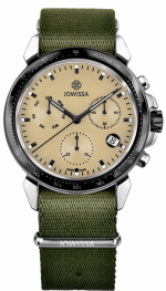 JOWISSA LEWY 9 Steel Ref. J7.134.L Ronda Swiss Quartz Chronograph - Sand Sunray Dial - Black Accents