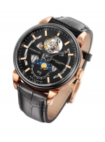 DESIGNER BRANDS DAVID VAN HEIM TIMEWEAR Tourbillon VH-301 Moon Phase Rose Gold PVD Black