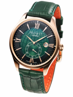 PILO & Co Montecristo 32493-2 Green, Rose Gold PVD, Soleillé guillochage, 44 or 41 mm upon request, Swiss quartz caliber