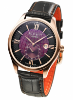 PILO & Co Montecristo 32493-3 Bourdeaux, Rose Gold PVD, Soleillé guillochage, 44 or 41 mm upon request, Swiss quartz cal.